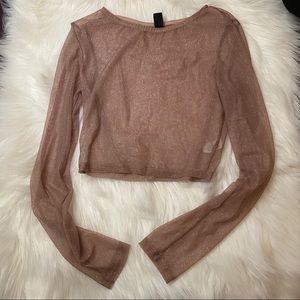 Glitter Long Sleeve Crop Top